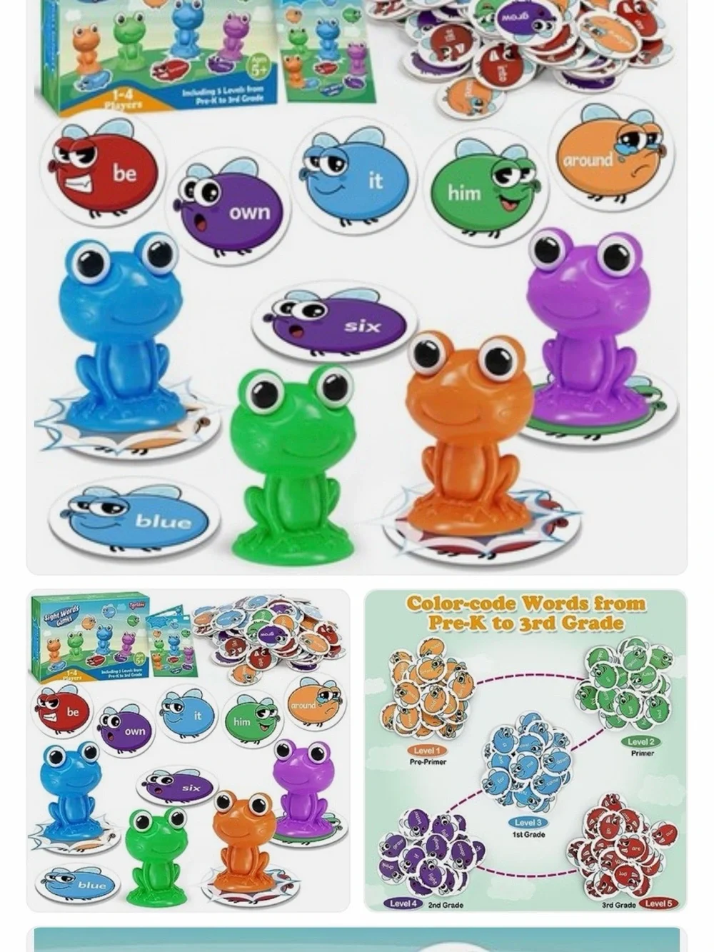 Torlam Sight Word Games Frog Site Words Flash Cards Phonics Learning.